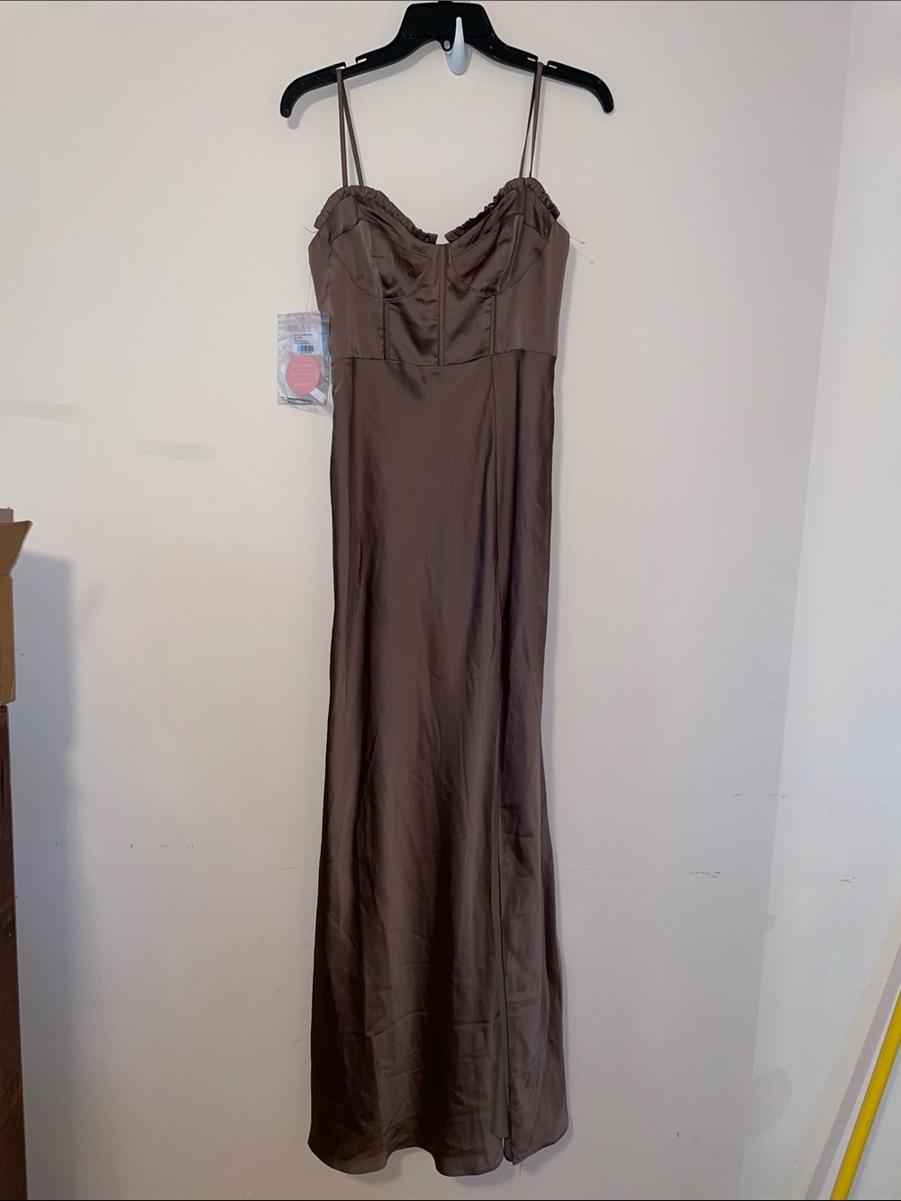 Birdy Grey Jessica Matte Satin Dress in Mocha Size Small
